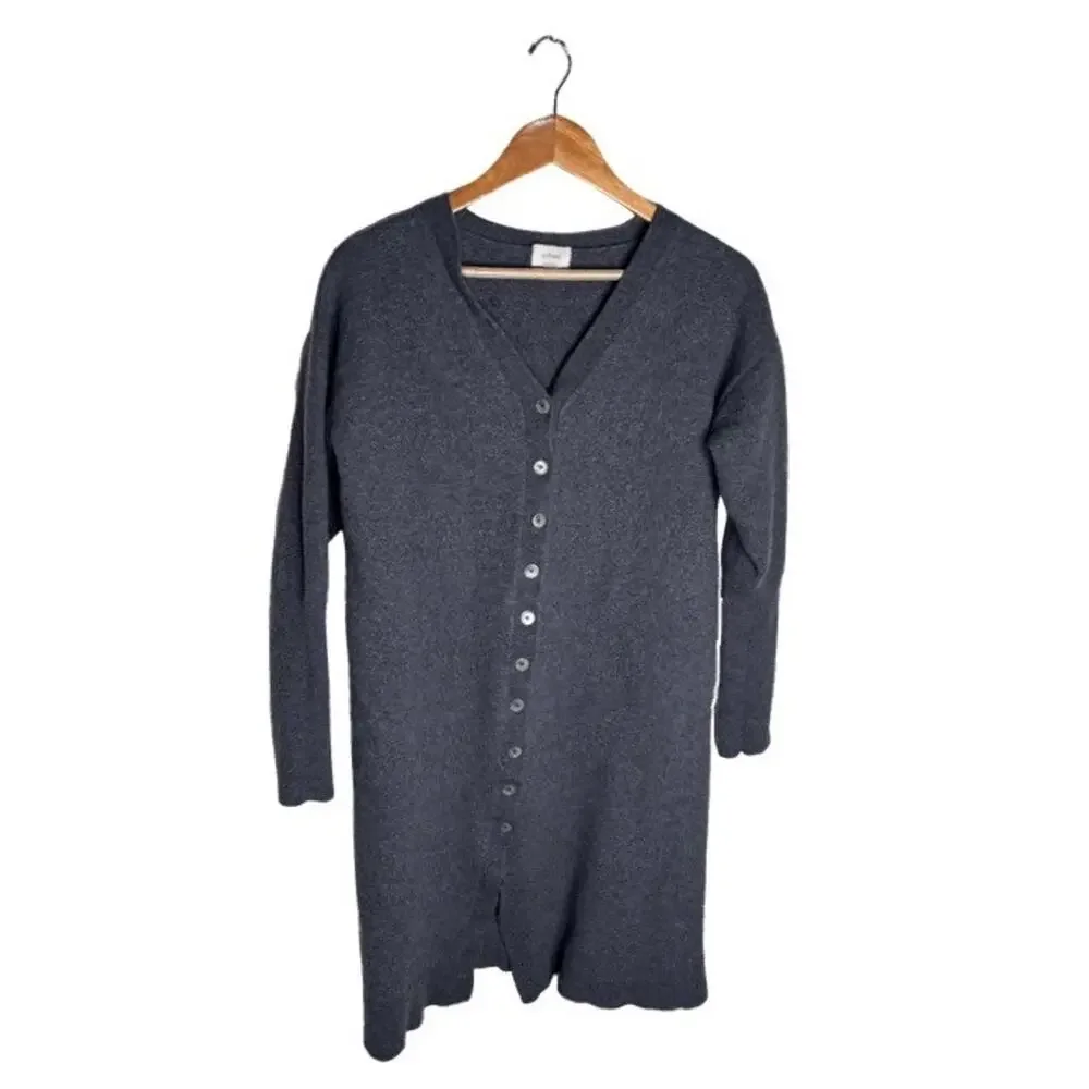 Wilifred Cardigan Duster Blue Size Large Merino Wool Dusky Long Sleeves Buttons